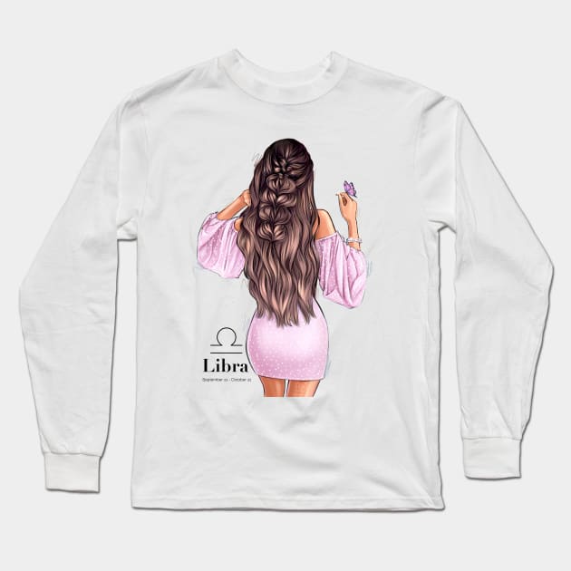 Libra zodiac girl Long Sleeve T-Shirt by AllessyArt 